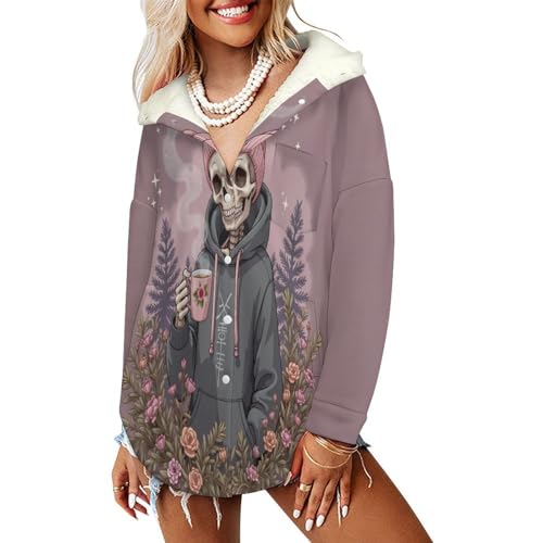 Manteau polaire femme fleurs sauvages contre le froid veste hiver à capuche