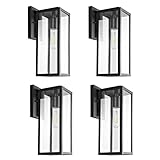 Bestshared Outdoor Wall Sconce Lights,Exterior Wall Lighting Fixtures with Clear Glass, Anti-Rust Modern Black Outside Lantern Lamp for House Front Porch Doorway Patio (Black, 15