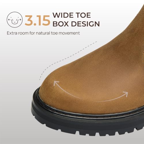 Image of Holy dove Men's Wide Toe Box Platform Chelsea Boots Slip-On Casual Ankle Dress Boot