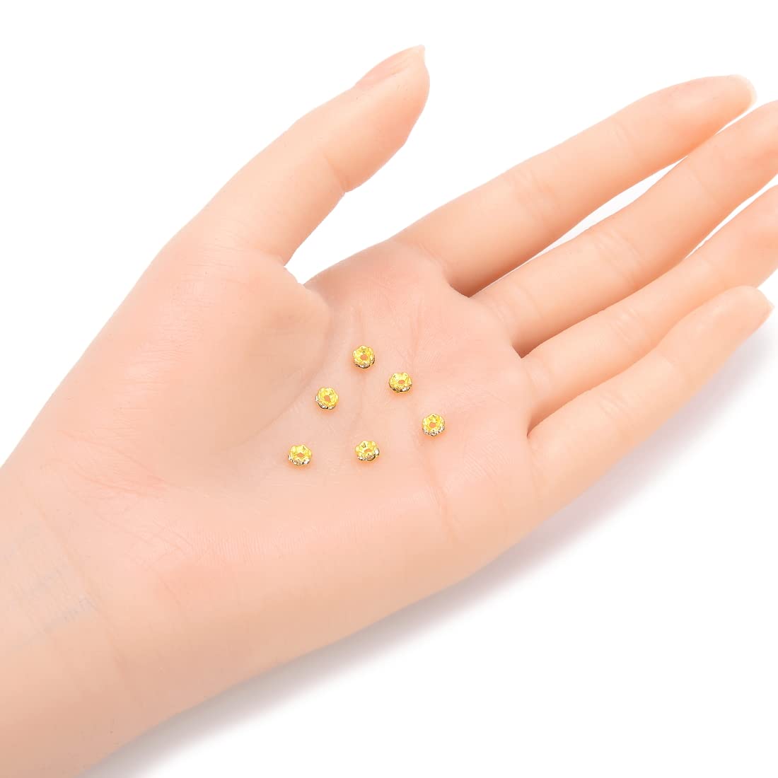 100pcs Adabele Grade A Small Flower Rondelle Spacer Loose Beads Crystal Clear Rhinestone 4mm (0.16 Inch) Gold Plated Brass for Jewelry Craft Making CF39-4