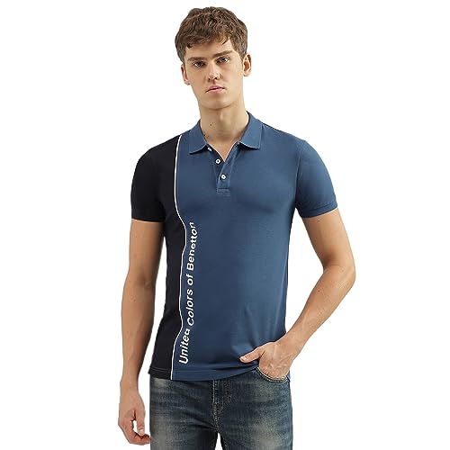Image of United Colors of Benetton Men's Cotton Solid Regular Fit Polo Shirt