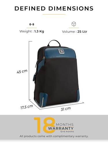 Image of EUME Gravon Laptop Backpack for Men & Women | 15.6 Inch Laptop Sleeve | 25L Water Resistant Premium Nylon & Microfiber Vegan Leather | Lightweight & Multipurpose | For Office Work & Travel
