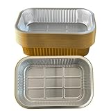 SuiXinCook Sartenes de aluminio para hornear, resistentes, 2 libras, bandeja pequeña de 8.5 x 6 pulgadas, paquete de 20 desechables, para cocinar en microondas y horno
