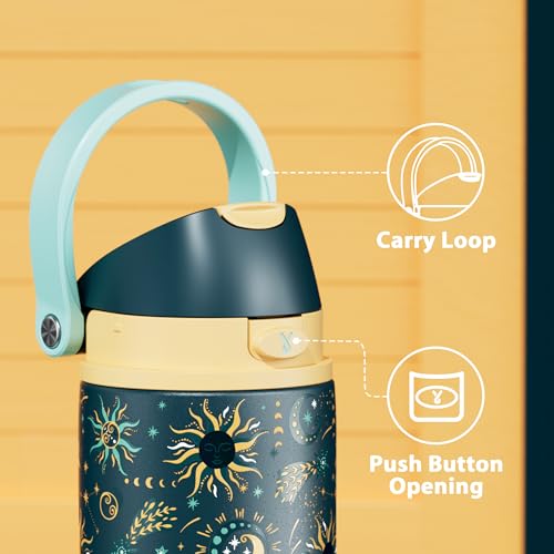 Image of 24 oz Insulated Water Bottle with Straw: Meoky Stainless Steel Metal Water Bottle with 2-in-1 Lid - Leak Proof, Cold for 24 Hours, Protective Silicone Base, BPA-Free for Sports Travel Car, Tarot