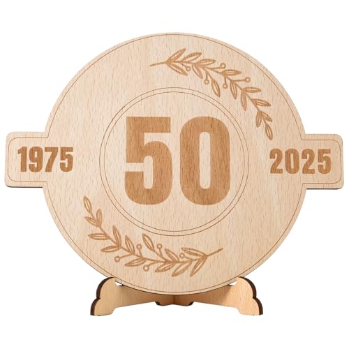 WAREHOUSE Tarjetas de 50 cumpleaños de madera, tarjetas de regalo de cumpleaños de madera creativas, 50 años decoración de cumpleaños, aniversario de bodas hombres y mujeres. (50)