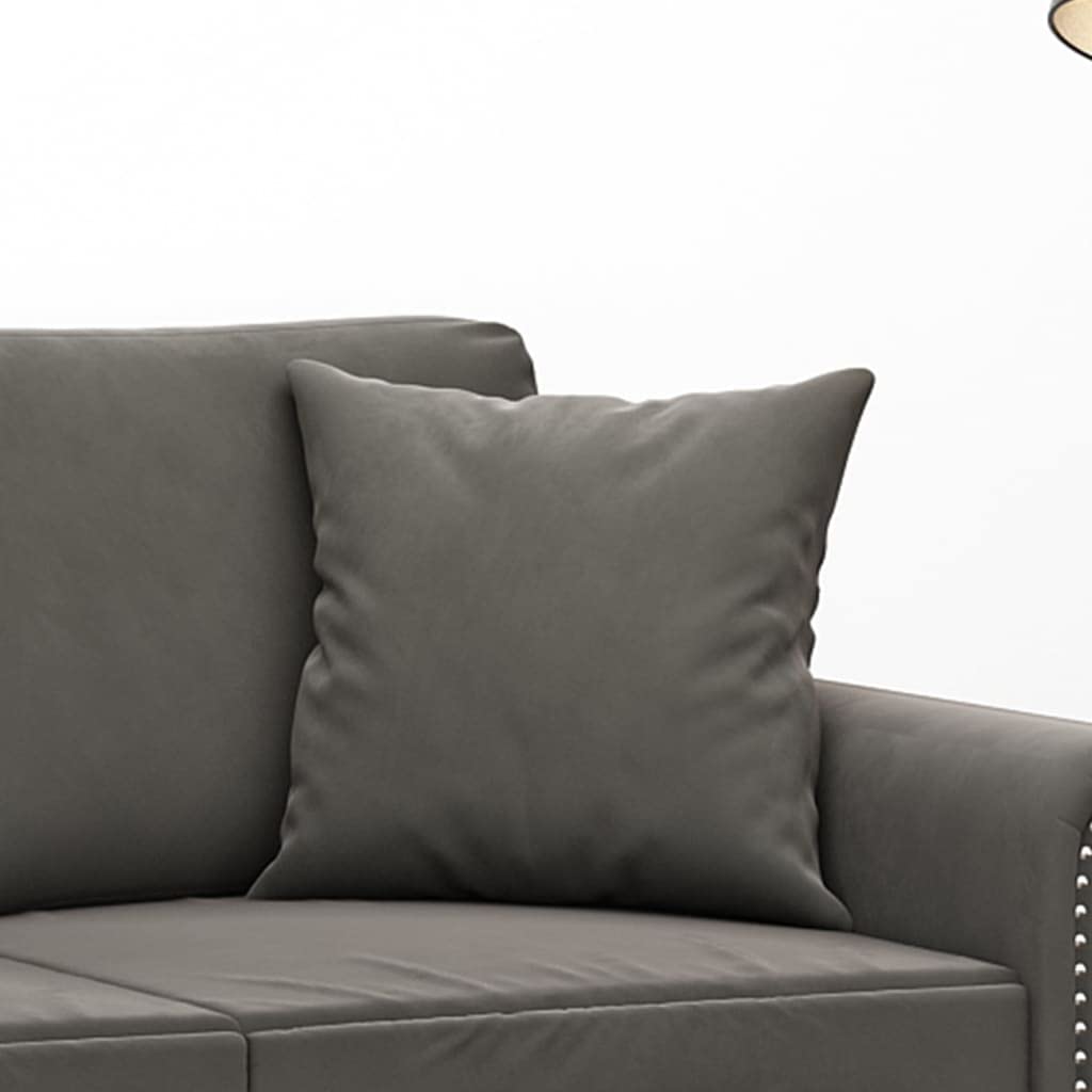 Juego de 2 cojines decorativos de terciopelo gris oscuro, 40 x 40 cm, para salón, dormitorio, sofá, cama, sillón, moderno, mullido, con cremallera, lavables