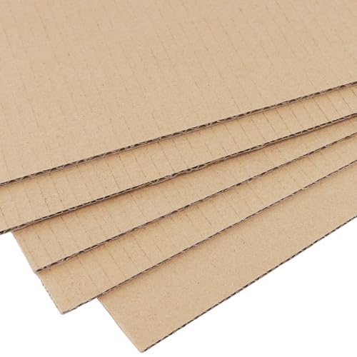 PUCSIQ 40 Stück A4 Wellpappe, A4 Kraftpapier 3mm Dicke, Braun Wellpappe zum basteln, Kartonbögen für Versand, Verpackung, Pakete, Kunst, Handwerk