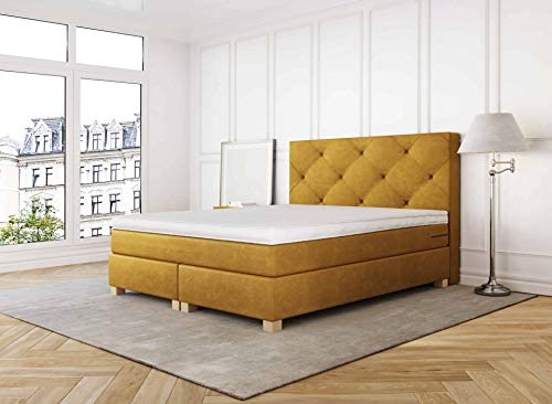 Betten Jumbo Prince Boxspringbett 200x200 cm 7-Zonen TFK Härtegrad H4 und Pocket Air Topper | Farbe Coffee-Braun