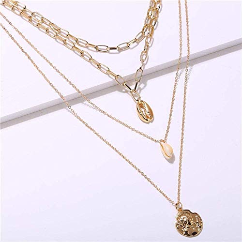 Preisvergleich Produktbild CKAWM Halskette Modische Herzförmige Mehrschichtige Damenhalskette Böhmische Goldhalskette Und Anhänger
