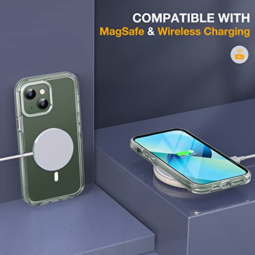 Image of Miracase for iPhone 13 Case 6.1'',Full-Body Magnetic Clear Bumper Case with Built-in 9H Tempered Glass Screen Protector,Military Drop Protection Outdoor Phone Case,Clear