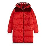  Scotch & Soda Maison Damen Long \'Primaloft\' Jacket w/Detachable Hood and Contrast Yoke Jacke, Rot (Mars Red 2451), Large (Herstellergröße: L)
