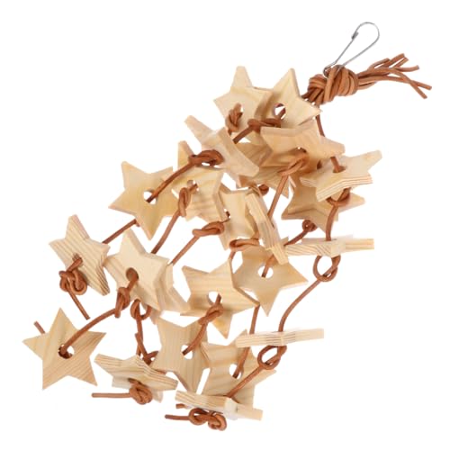 SEWOART 1pc Wooden Bird Chewing Toy Star for Cage Hanging for Parrots and Birds Grinding and Biting Fun