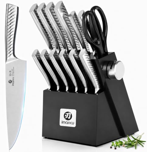 Image of iMarku 14-Piece High-Carbon Stainless Steel Knife Set with Non-Slip Handles