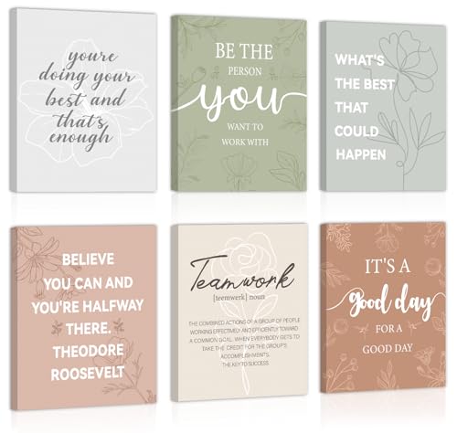 Image of CHDITB Inspirational Canvas Wall Art, You Are Doing Best Wall Decor, Botanical Floral Line Art Poster,Positive Teamwork Affirmation Framed Posters For Office Women Bedroom Living Room Decor 8 inchX10 inch