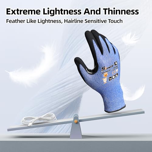 Schwer A4 AIR-SKIN Cut Resistant Work Gloves with Extreme Lightweight & Thin, Grip Gloves for Fishing, Refined Work, Mechanic, Gardening Gifts, Touch-Screen, 3D-Comfort Fit, 1 Pair, L, AR3900