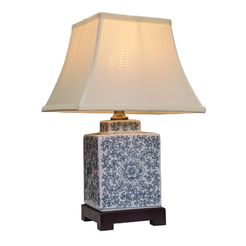 DOWNTON INTERIORS Blue Square Oriental Ceramic Table Lamp (M9950) – Chinese Mandarin Style