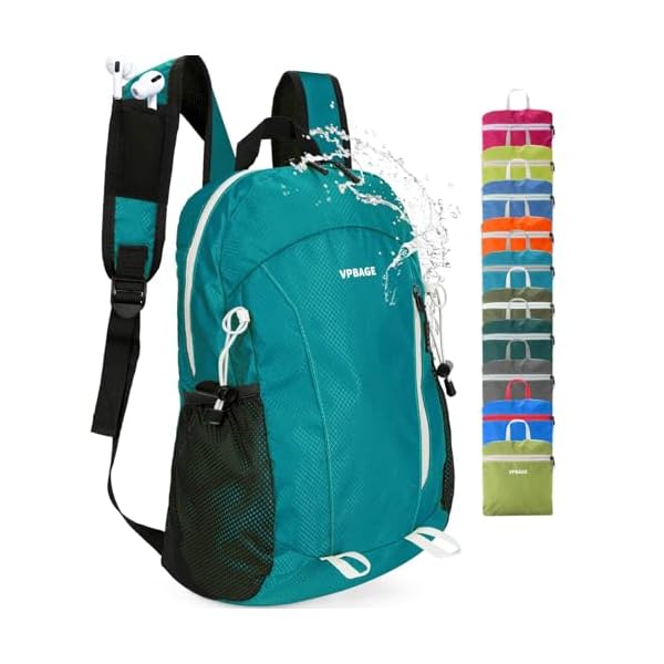 VPBAGE 15L Water-resistant Hiking Daypack, Small Backpack Travel Outdoor, Lightweight Day Pack with Tool Loops