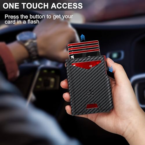 Image of Wallet for Men Wallet with Slim Pop Up Card Holder 9-13 Cards, Bifold Minimalist Smart Wallet RFID Blocking Credit Card Holder with ID Window & Stretchable Cash Slot Compact Metal Aluminum Card Case