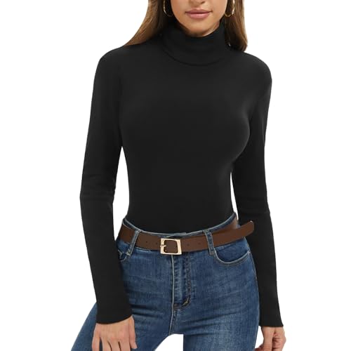 AMIYOYO Pullover Damen Rollkragenpullover Langarm...