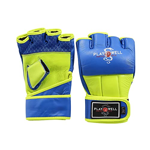 Playwell Ultimative MMA-Handschuhe BLUEYELLOW Leder