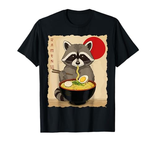 Funny Raccoon Ramen Kawaii Anime Japanese Graphic Women Men T-Shirt