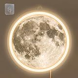 Anywin Mond Neon Schilder für Wanddekoration, Dimmbare Neon Lampe Mond LED...
