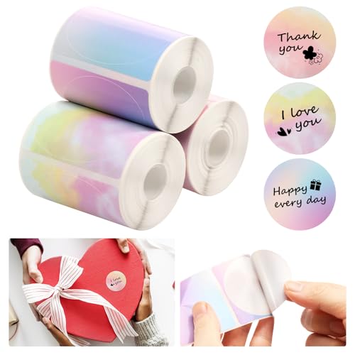 kjcbkcb ���M���x�� 3���[�� 50x50mm �J���t�� ���M�^�O Phomemo M110 M120 M220 M221 ���x�����[�J�[�v�����^�[�p �O���f�[�V�����t�����[�G�b�W�y�[�p�[ DIY �f�U�C�� ���S �o�[�R�[�h QR�R�[�h�p (�~�`)