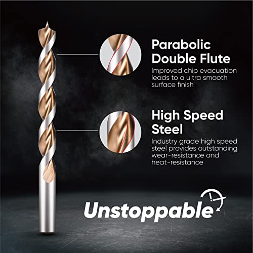 Amoolo Wood Drill Bits(1/4" - 1/2" 4Pcs), High Speed Steel Parabolic Flute Woodworking Drill Bit Set For Wood #TOP3