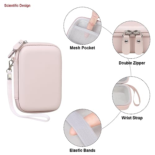 Image of Elonbo Carrying Case for KODAK Mini 2 Retro 2x3 inch P210R 4PASS Portable Photo Printer, Kodak Mini Instant Digital Camera Hard Travel Bag Storage Holder, Pocket Fits Film Cartridge, Pink