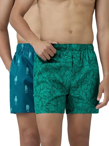 Image of XYXX Men's Remix Regular Fit Cotton Printed Boxer with Dual Pocket & No Marks Waistband (Pack of 2)