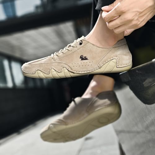 Driving Shoes for Men Beck Shoes Mens Shoes Casual Slip Ons Mens Fashion Shoes Comfort Handmade Chukka Dress Walking Shoes size11.5 Khaki3