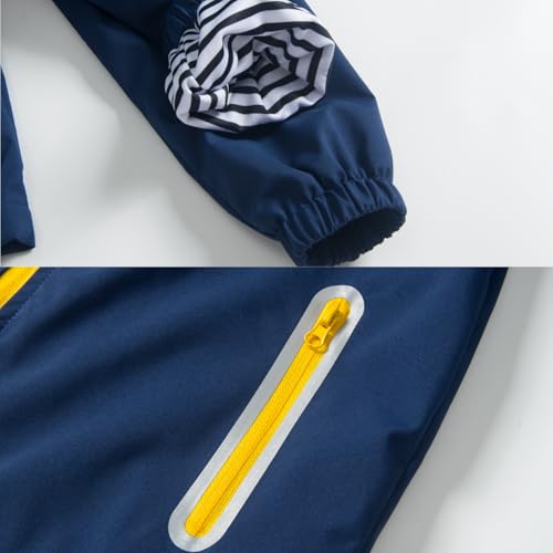 Image of Boys Rain Jacket with Detachable Hood Lightweight Raincoats for Kids