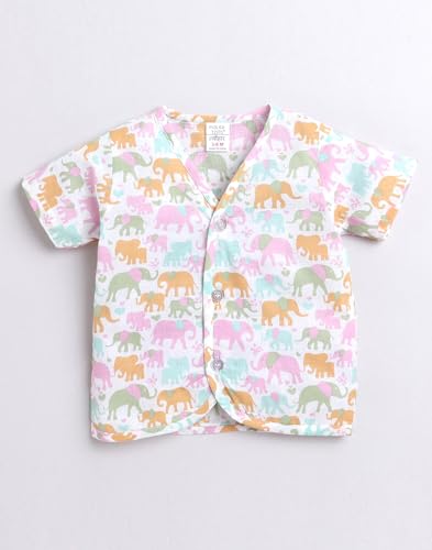 Image of POLKA TOTS 100% Organic Muslin Jhabla for Baby Boys & Girls | Unisex Half Sleeves Front Open Vest for Infants | Ultra-Soft, Breathable & Lightweight Summer Jabla Set | Regular Fit (Pack of 3)