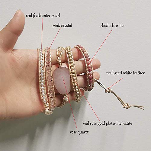 Image of Plumiss Women Boho Handmade Natural Stone Crystal Leather Bead Wrap Bracelets Collection