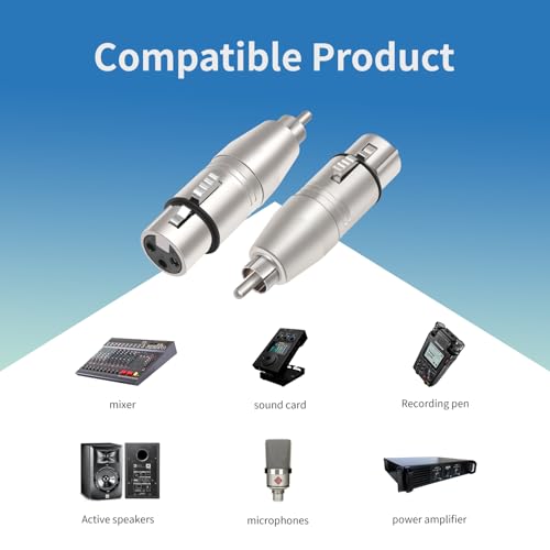 Adaptador RCA Macho a XLR Hembra 3 pines pack x2 miniatura 3
