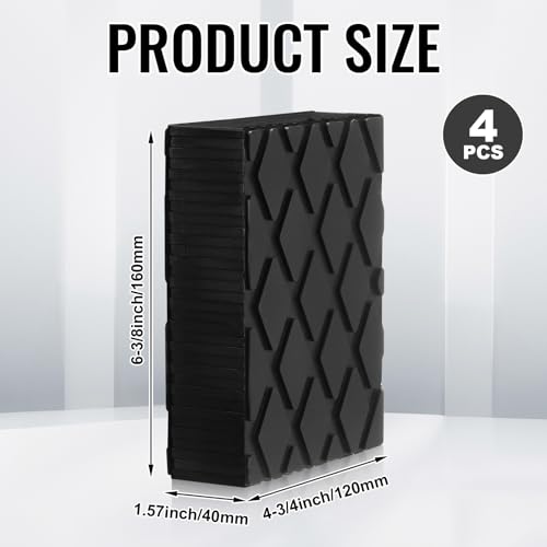 Image of Pangda 4 Pack Solid Rubber Auto Lift Pads 6-3 /8 inch x 4-3 /4 inch x 1.57 inch Anti-Skid Lift Block Spacer Pad for Automobile Car Lifts, Jacks and Racks, 4000 Lbs Capacity