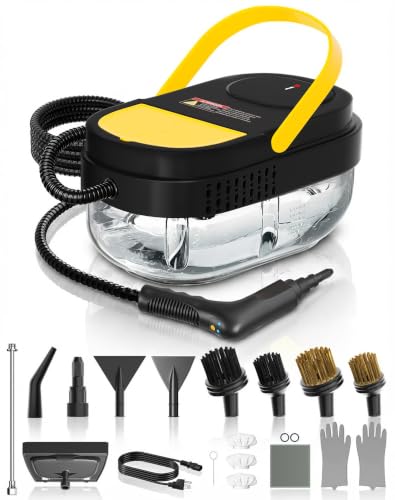 Gautye Steam Cleaner, 3 Level Adjustable Handle, 15 pcs Acce...