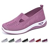 Chaussures Orthopédiques pour Femmes, Glisser sur Chaussures de Marche avec Support de L'arche, Maillage Respirant Semelle Souple Baskets Extensibles, Été Confortable Baskets de Course(Purple,41 EU)