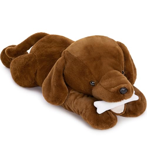 MorisMos Giant Lab Dog Stuffed Animal, 32in Large Chocolate Labrador Puppy Plush Pillow, Fluffy Big Stuffed Dog Plush Gifts for Kids, Girls, Boys