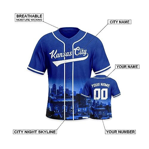 City Custom Baseball Shirt Jersey Personalized Name & Number Baseball Short Sleeves Sports Uniform Fans Gift for Men Women miniatura 6