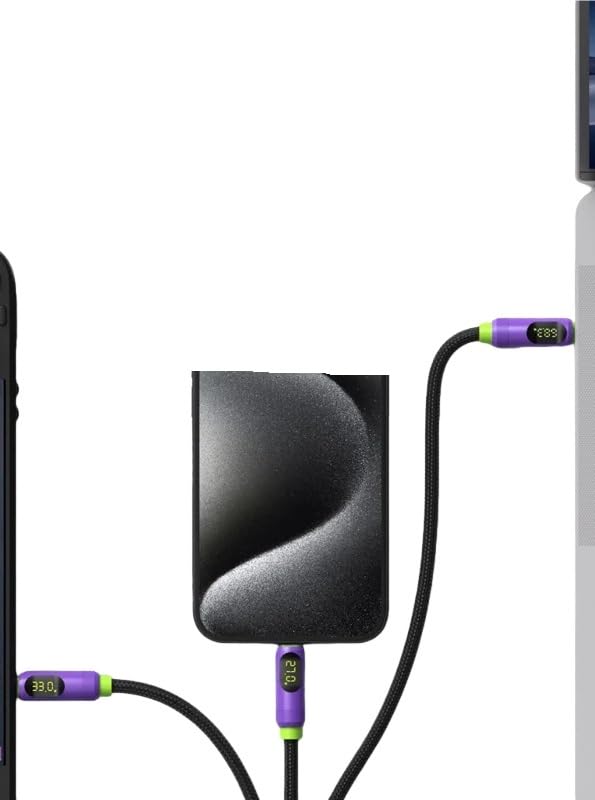 Cavo da USB C a USB C con display L*/ED Char/*ger Tipo di cavo/C PD 240 W Ricarica rapida*/ing cavo (viola, 2 m)