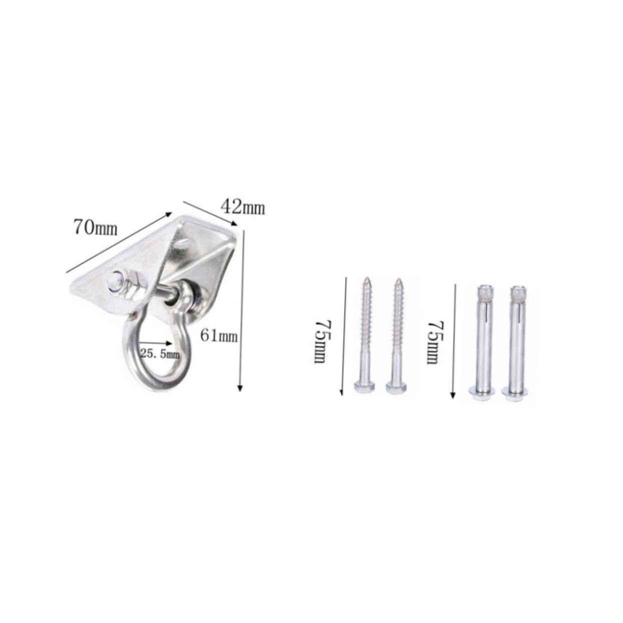 UKCOCO Lot De 4 Crochets en Acier Inoxydable pour Suspendre des Chaises Hamacs des Cintres D'Extérieur des Crochets Pivotants des Crochets D'Avertissement pour Hamacs De Yoga