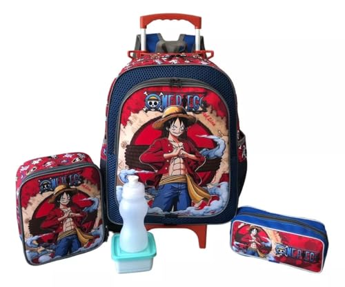 Kit Mochila Infantil One Piece Luffy Rodinhas Tam G Meninos