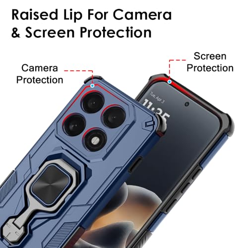 Image of TheGiftKart Tough Armor Bumper Back Case Cover for Motorola Moto Edge 70 Pro /Edge 70 Pro Plus 5G | Ring Holder & Kickstand in-Built | 360 Degree Protection Back Case Cover (PC & TPU, Greyish Blue)