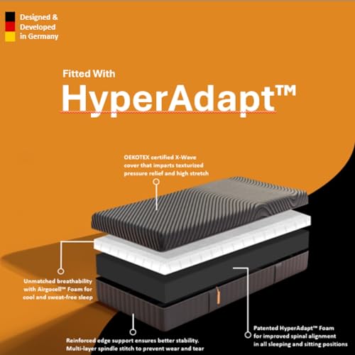 Image of Emma Black Mattress King Size Bed | German Mattress Brand 15 Years Warranty | HyperAdapt Technology Orthopedic Memory Foam Mattress 4 Layers 6-Inch Medium Firm Back Relief 78 x 72 inch
