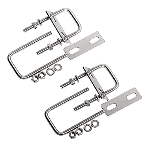 Square U-Bolts 1.38inch 35mm Inner Width 304 Stainless Steel Silver M6 with Plates Nuts for Car/Motorhome/Sailing Trailer Replacement Part and Accessorie 4Pcs