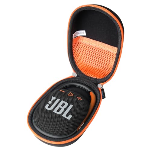Anleo Hard Travel Case for JBL Clip 5 / Clip 4 - Portable Mini Bluetooth Speaker (Black+Orange)