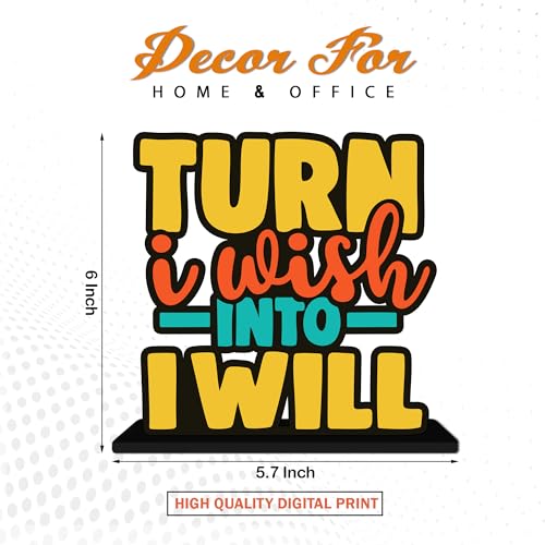 Image of Artvibes Turn I Wish into Will Quotes Table Decor for Office Desk | Home Decoration Items | Living Room | Modern Art Wooden Showpiece Decorative Gift item (SP 1182)