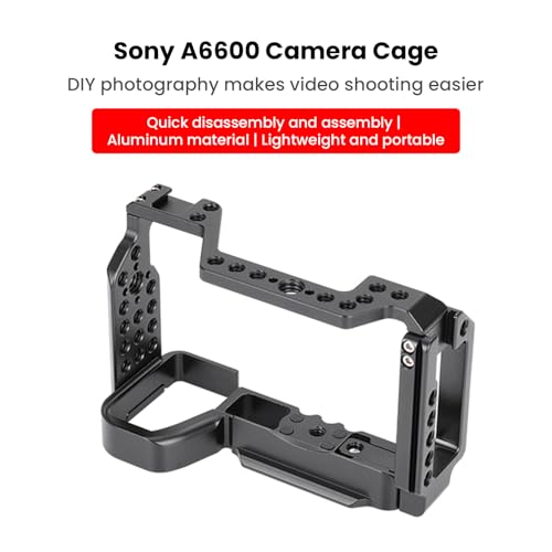 Image of Professional Camera Cage for Sony A6600 T6061 CNC Aluminum Vertical Plate Cold Shoe Mounts & Anti-Shock Design Perfect for Vlogging /Short Videos (YH-A6600 4620)