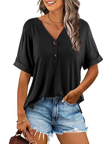 Beluring Bluse Damen Elegant Kurzarm Oberteil V Ausschnitt Bequem T Shirts...